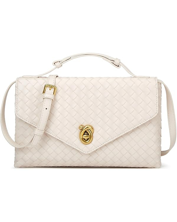 Woven Purses for Women Elegant PU Leather Woven Top-handle Bag Tote Crossbody Shoulder Bag for Wo... | Amazon (US)