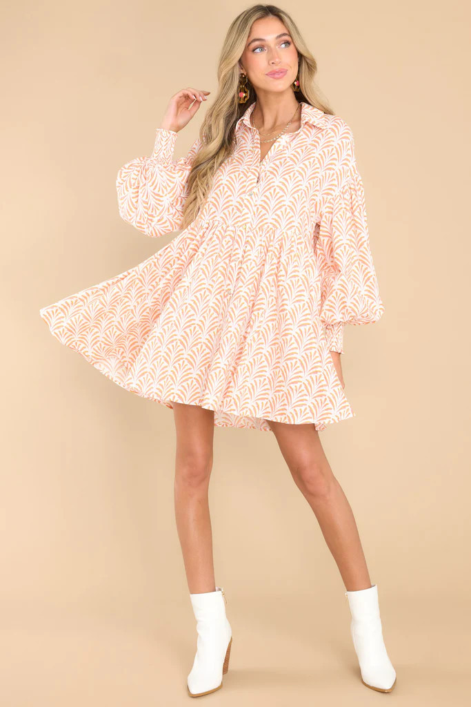 This Is Your Sign Spiced Coral Print Dress | Red Dress 