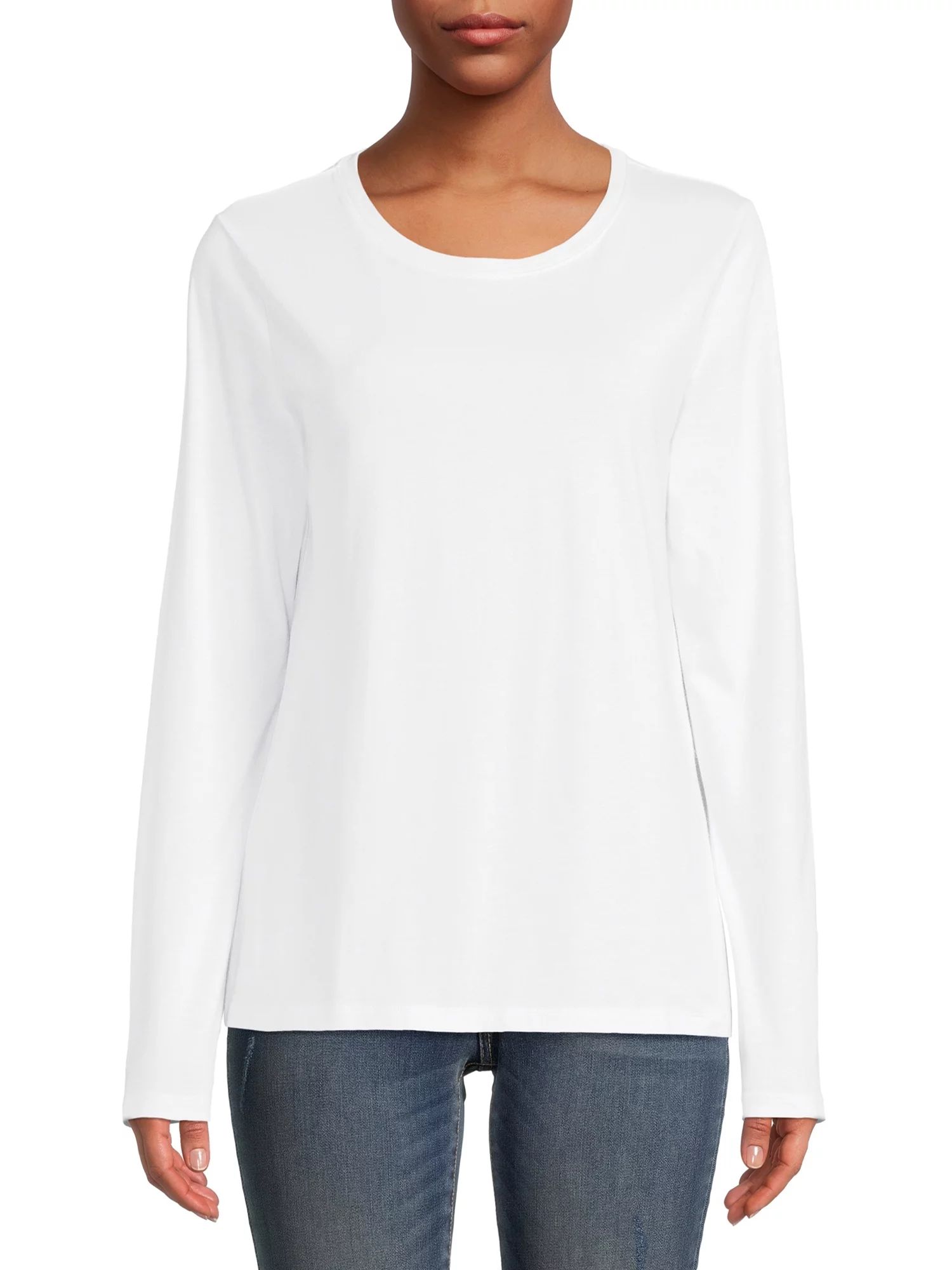 Time and Tru Women's Core T-Shirt with Long Sleeves | Walmart (US)
