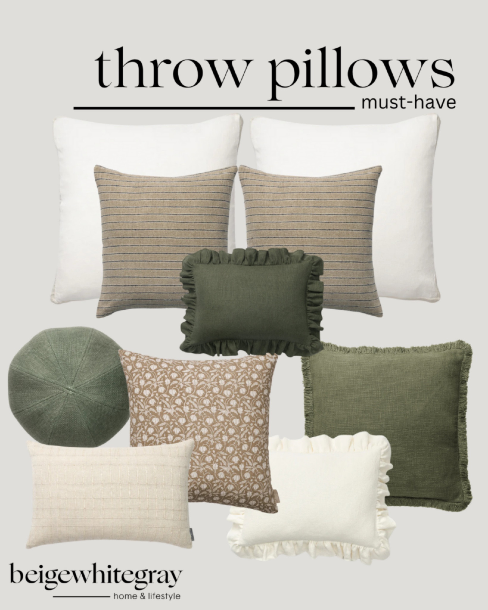 Must-Have Pillows

throw pillows  neutral home decor  home decor  must have throw pillows  spring refresh  beige throw pillows  green throw pillows

#LTKSeasonal #LTKHome