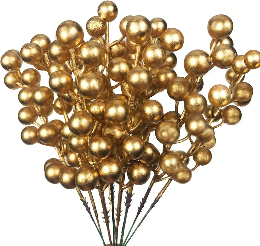 24 pcs Christmas Berries Stems Artificial Berry Stems for Christmas Tree Ornaments Crafts Holiday... | Amazon (US)