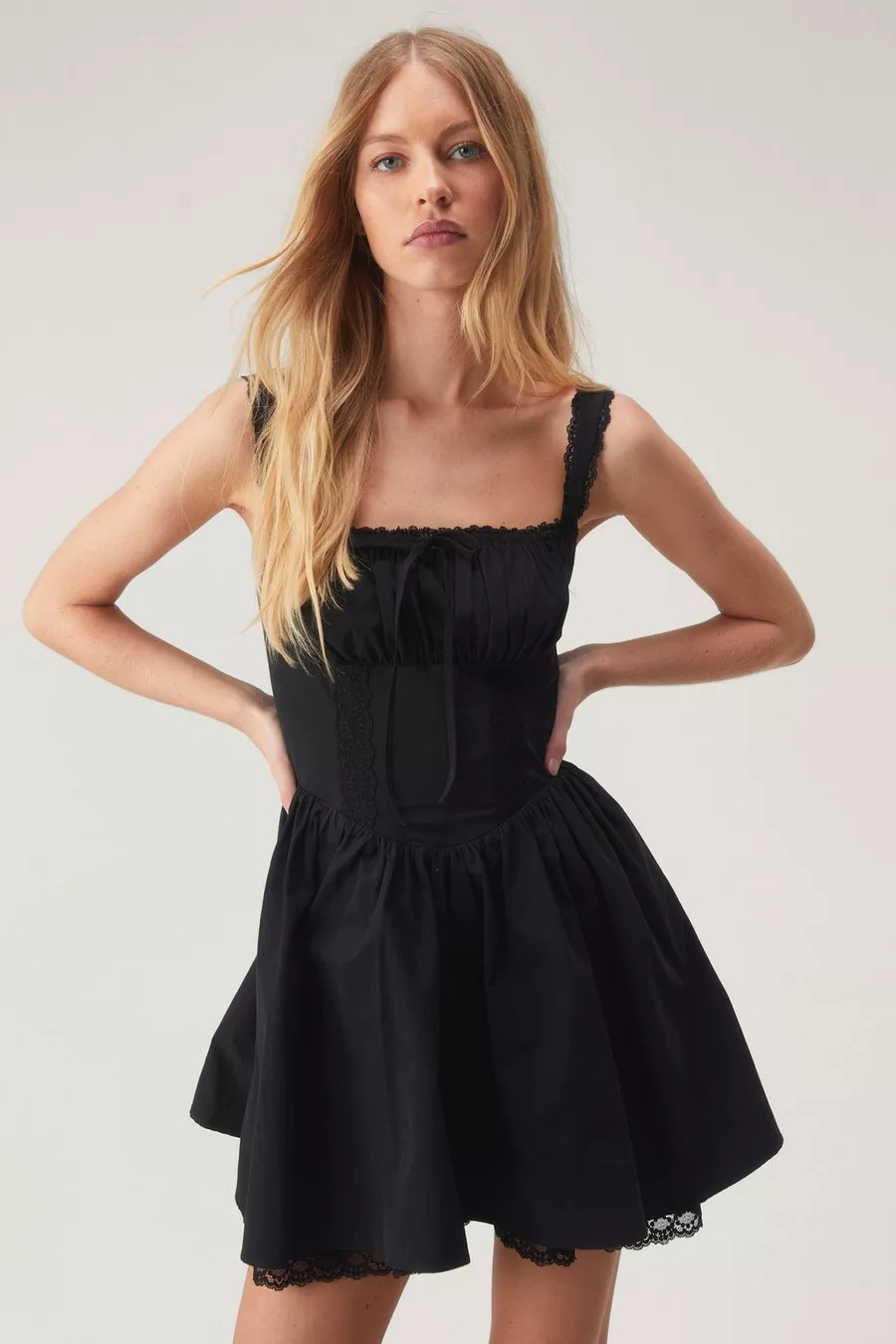 Corset Lace Trim Skater Mini Dress | Nasty Gal US