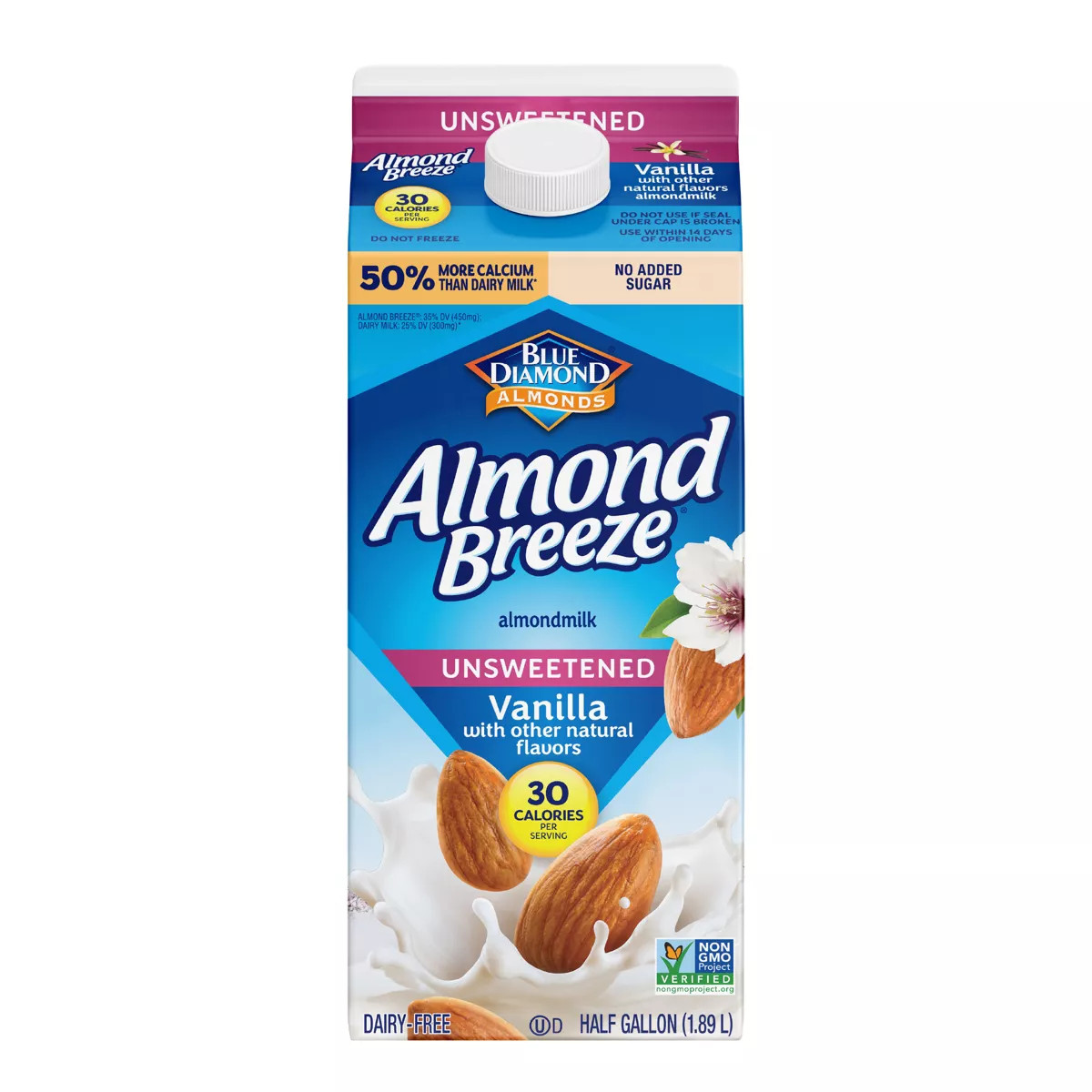 Almond Breeze Unsweetened Vanilla Almond Milk - 0.5gal | Target