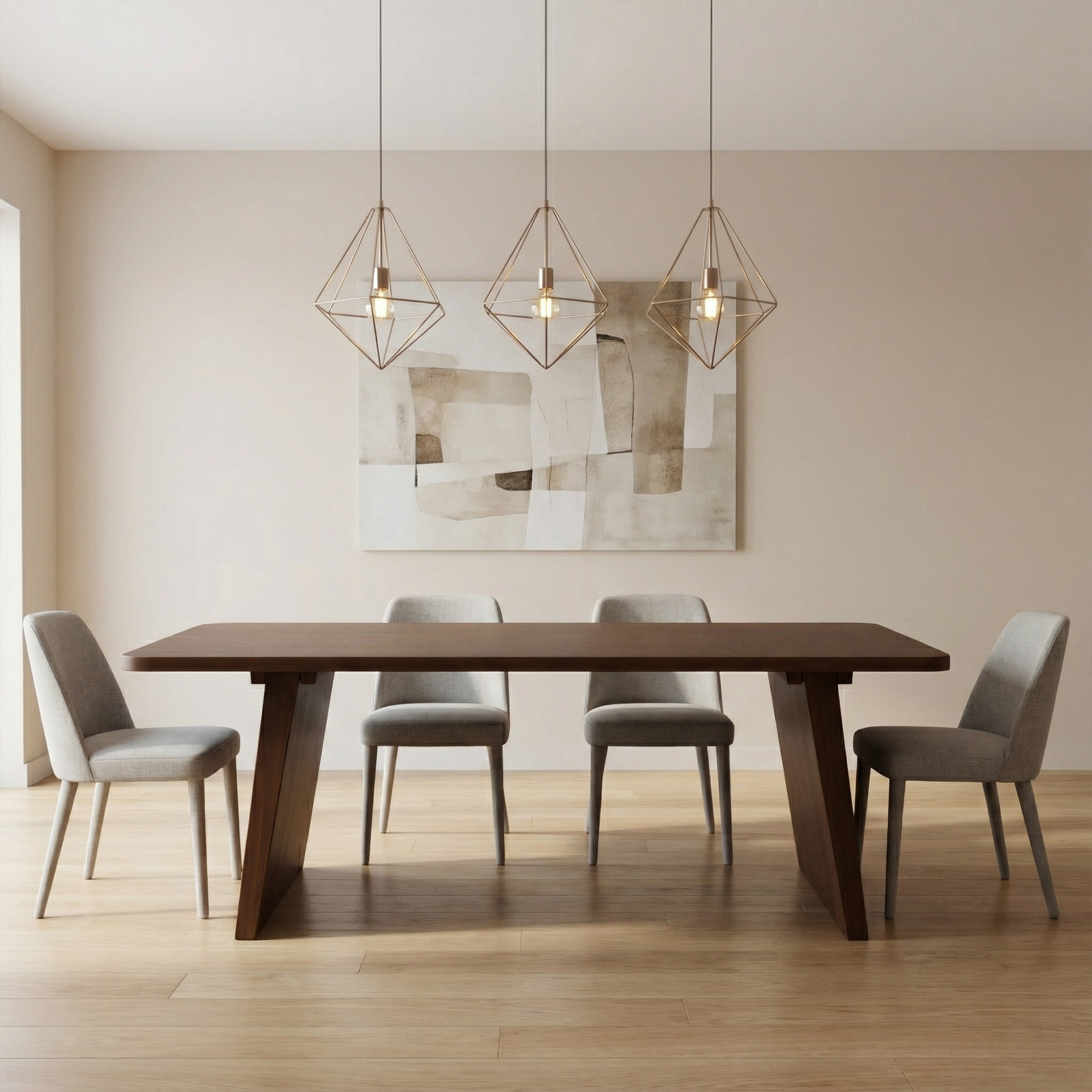 Dovelina Solid Wood Modern Dining Table Kitchen Table with 2 Slanted Legs one_size in Medium | LS0103-122602 | Lowe's