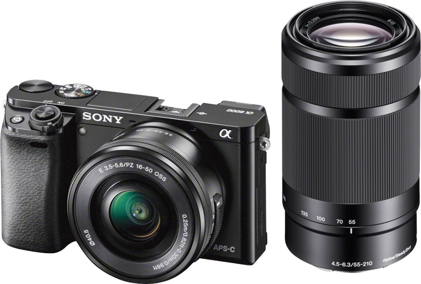 Sony Alpha a6000 Mirrorless Camera Two Lens Kit with 16-50mm and 55-210mm Lenses Black ILCE6000Y/... | Best Buy U.S.