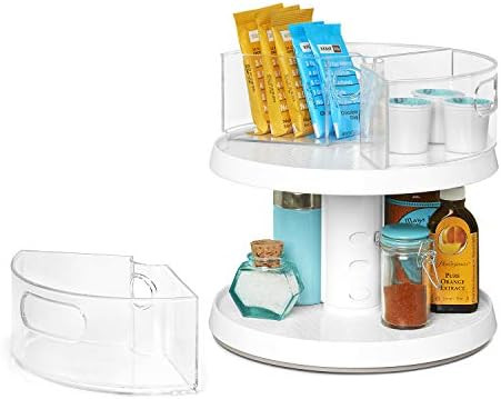 YouCopia 2-Tier Height Adjustable Crazy Susan Kitchen Cabinet Turntable and Spice Organizer w/Bin... | Amazon (US)