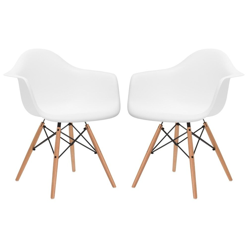 Poly and Bark Vortex Dining Arm Chair White/Natural Wood Leg (Set of 2) (As Is Item) (White) | Bed Bath & Beyond