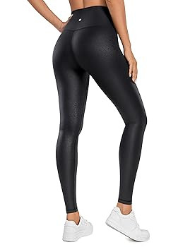 Amazon.com: CRZ YOGA Butterluxe Womens Matte Faux Leather Leggings 28" - High Waisted Stretch Ank... | Amazon (US)