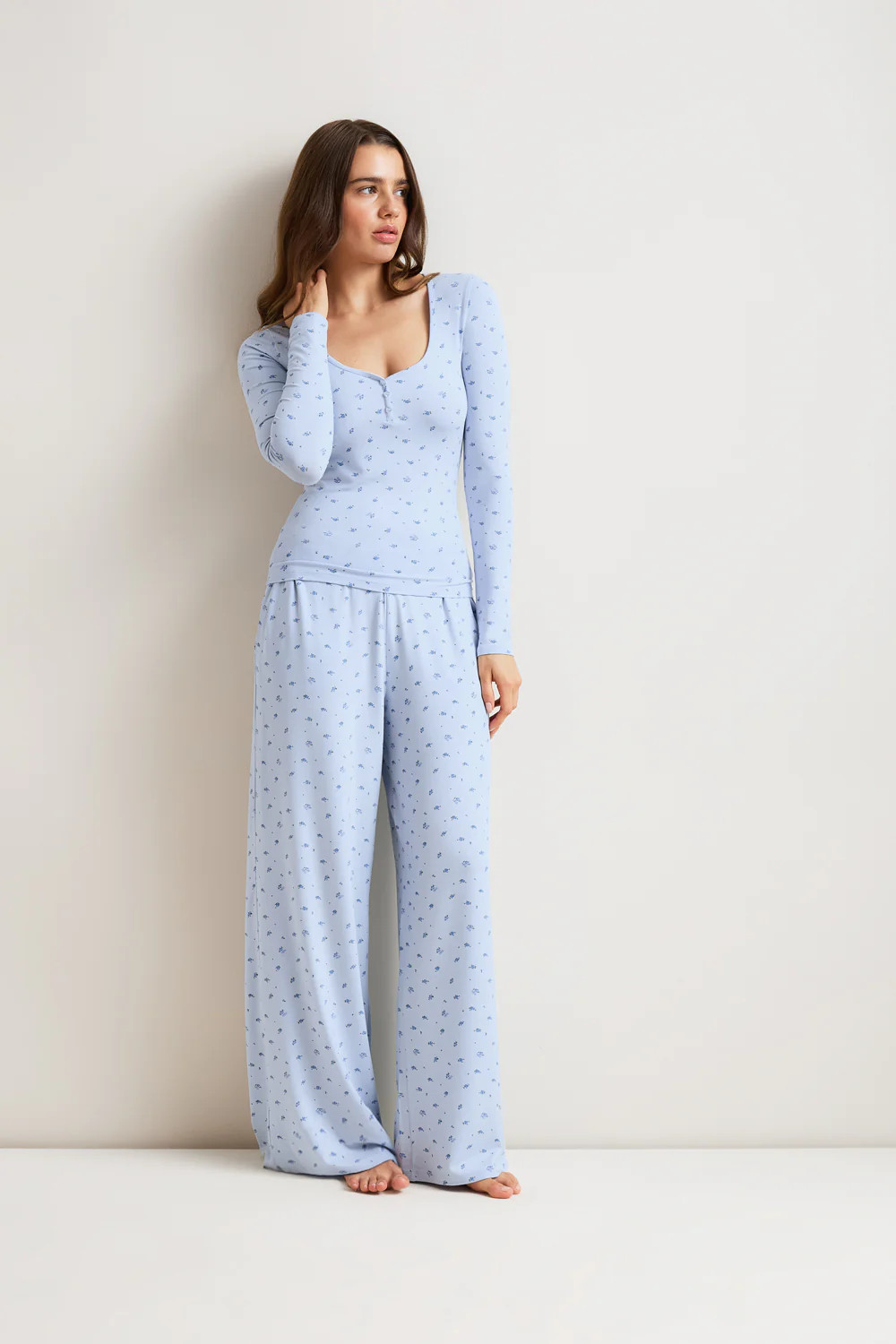 Pyjama Bottoms - Baby Blue Floral Print | TALA (UK)