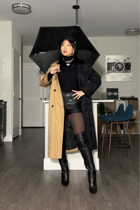 Top + Trench: size XS
Shorts: Akira, can’t link
Boots: true to size
Shein code: vivacious 