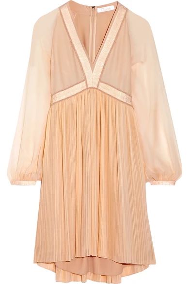 Plissé silk-georgette mini dress | NET-A-PORTER (US)