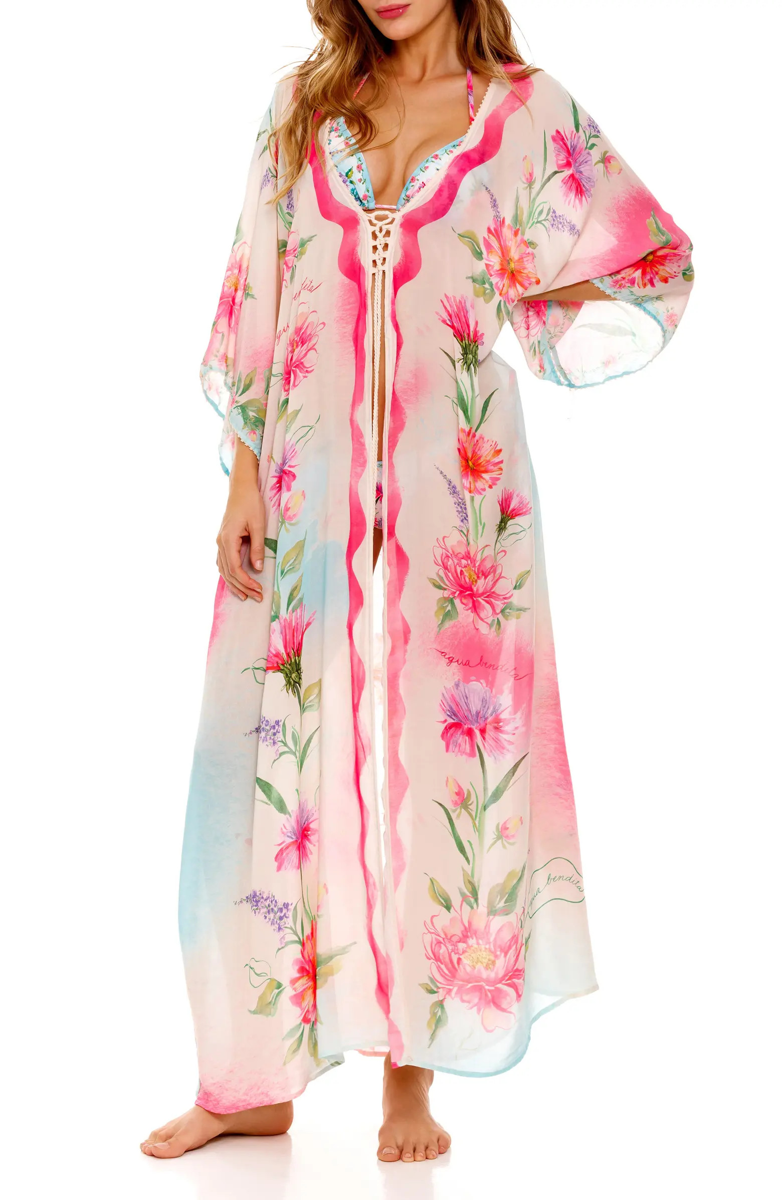 Agua Bendita Selma Chroma Floral Caftan Cover-Up | Nordstrom | Nordstrom
