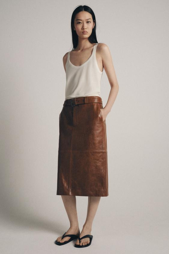 ZW COLLECTION LIMITED EDITION 100% LEATHER PENCIL SKIRT | Zara UK