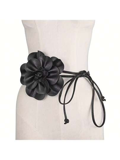 1pc Bohemian Style Camellia Faux Leather Waist Belt, Suitable For Women's Dresses, Suits, Casual, Beach, Evening Date, Wedding, Party, College, Commute, Valentine's Day Accessory, Gift | SHEIN