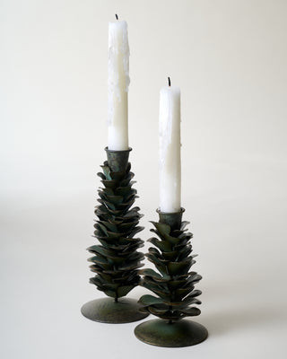 Patina Metal Pinecone Taper Holder | Magnolia