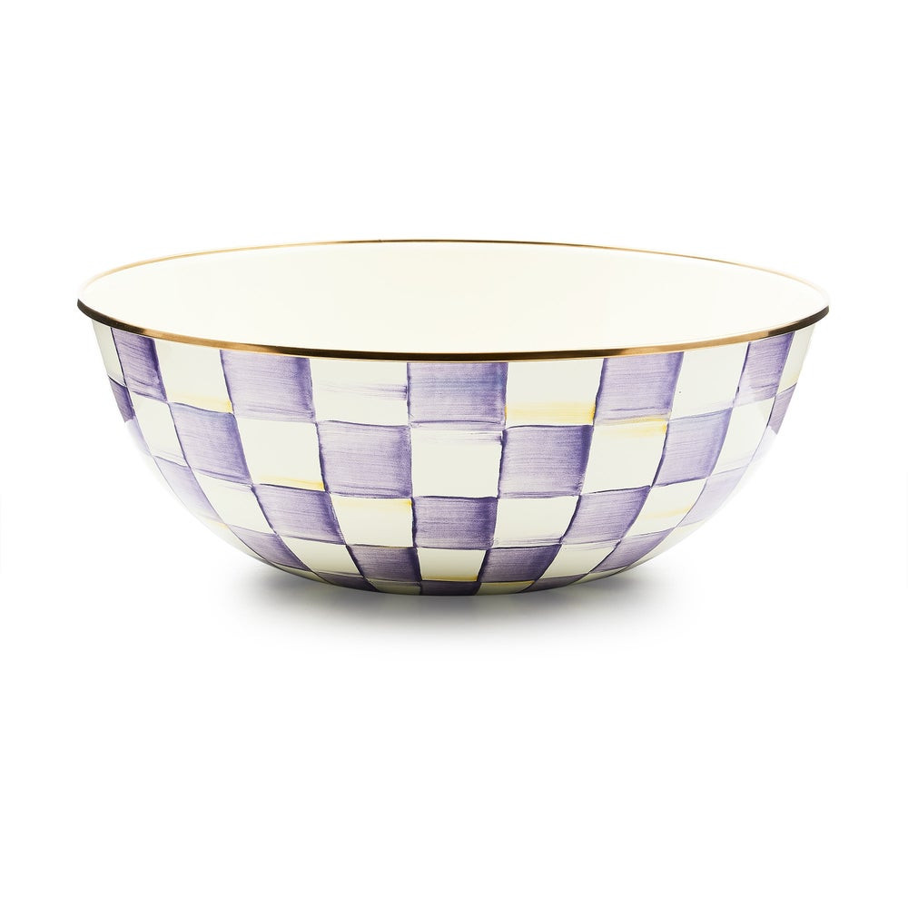 Violet Check Extra Large Everyday Bowl | MacKenzie-Childs