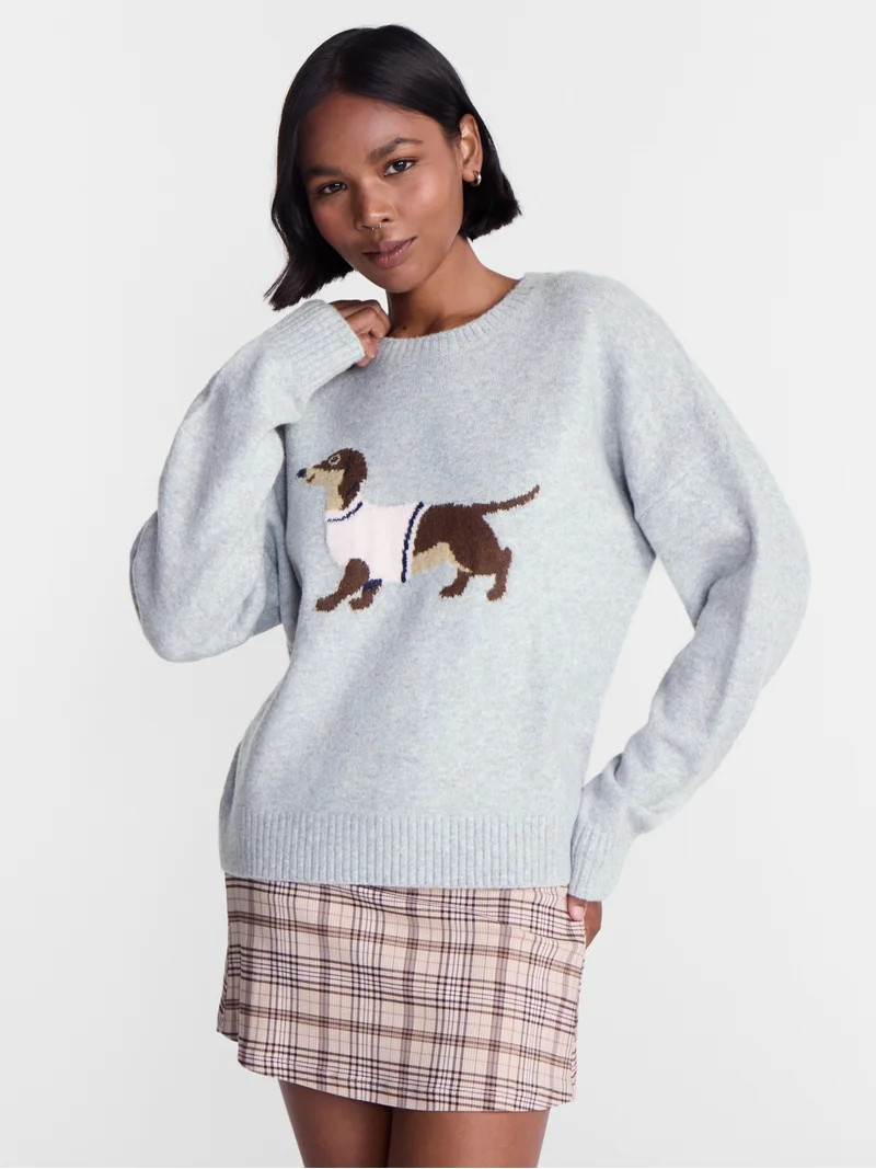No Boundaries Motif Sweater, Lightweight, Women's and Women's Plus XXS-4X | Walmart (US)