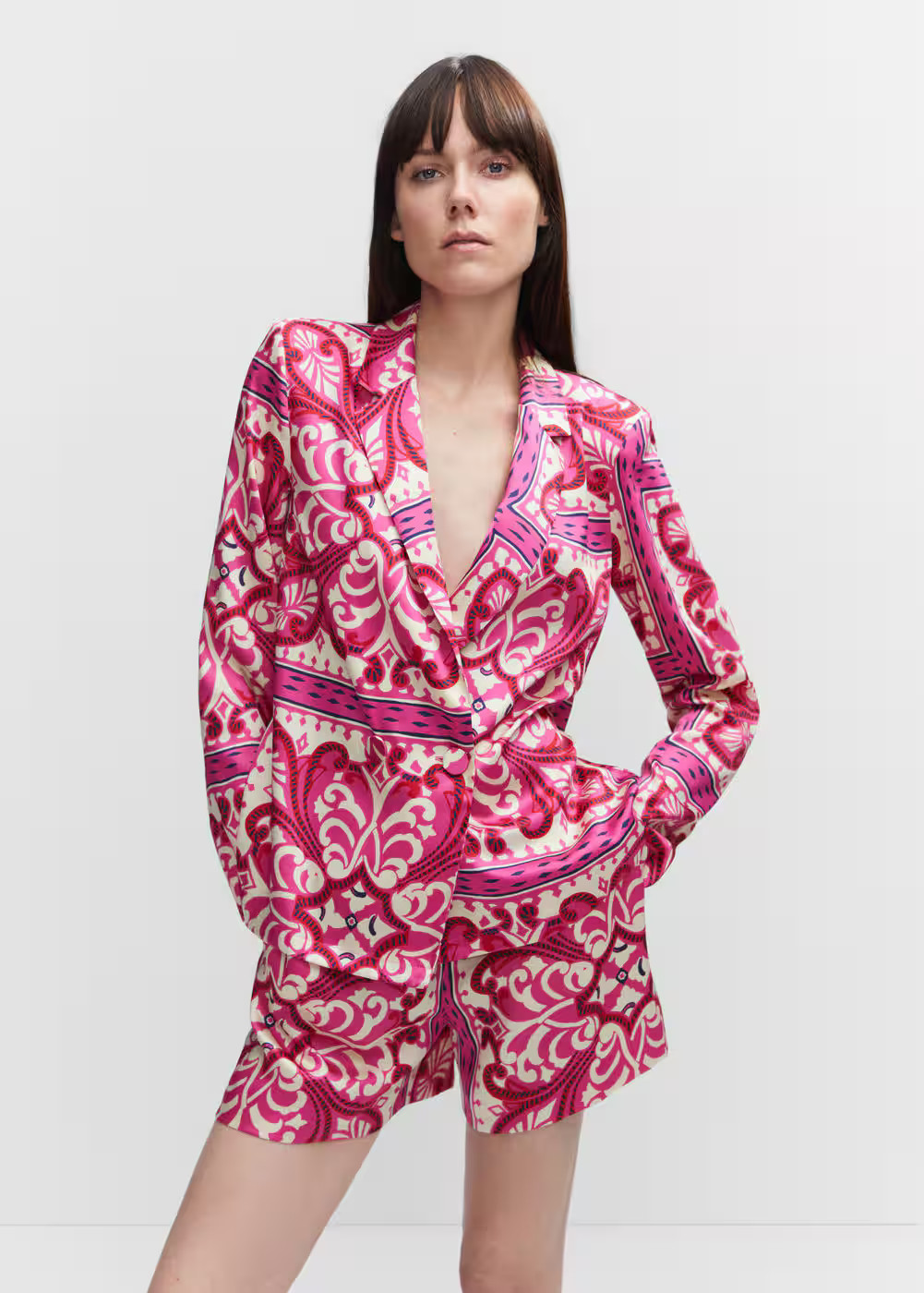 Printed lapels shirt -  Women | Mango USA | MANGO (US)