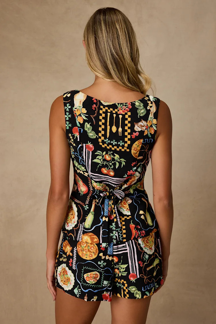 Ciao Bella Black Multi Convo Print Boat Neck Top | Lulus