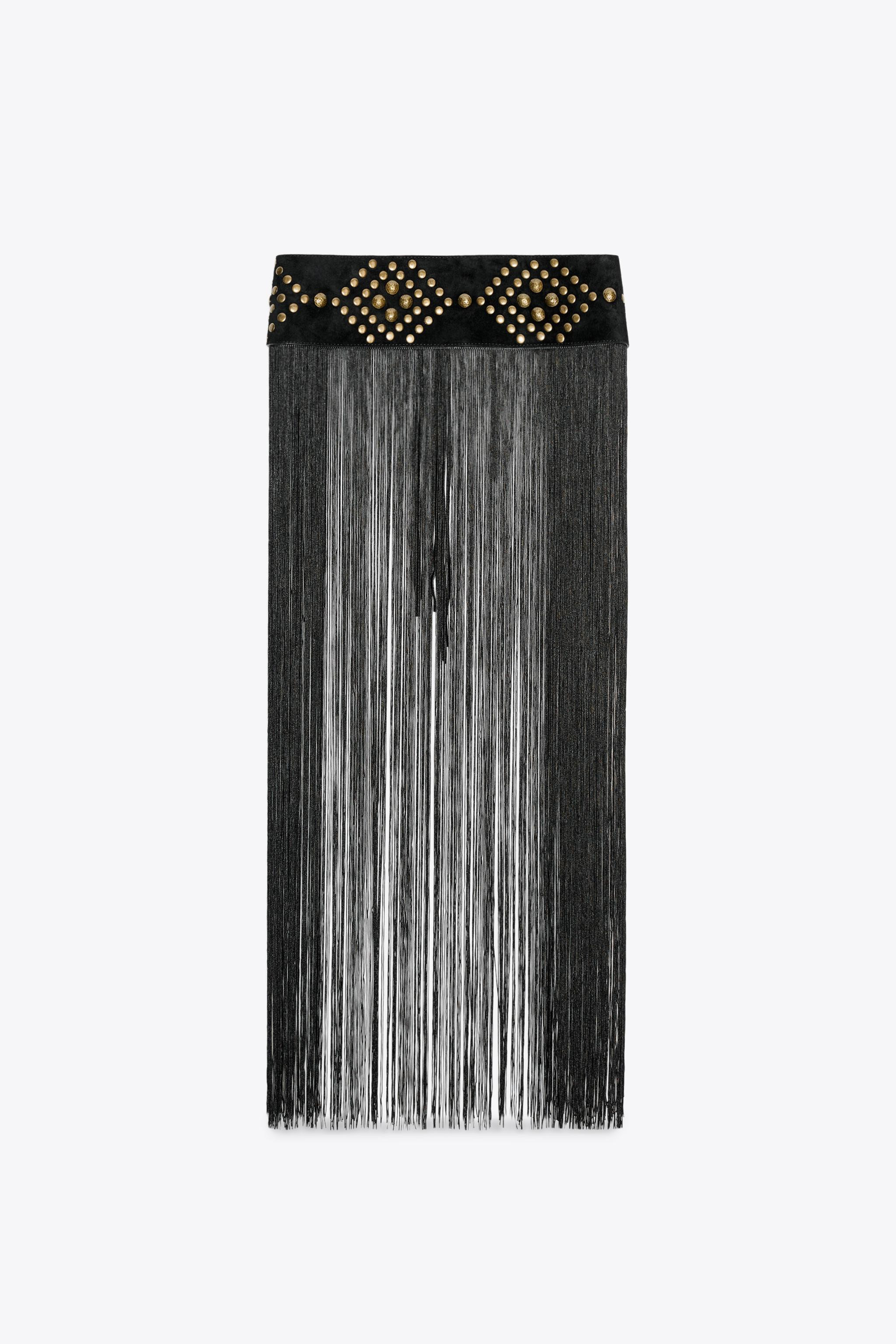 100% LEATHER WAIST BELT WITH STUDS AND FRINGES | Zara AU