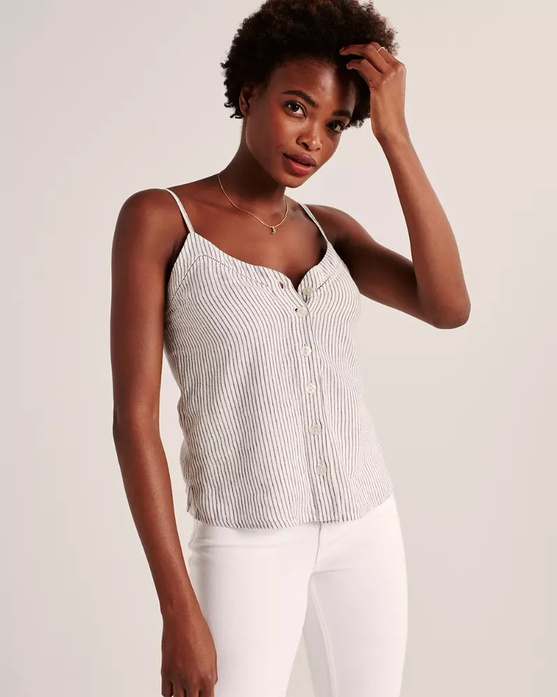 V-Neck Linen Cami | Abercrombie & Fitch US & UK