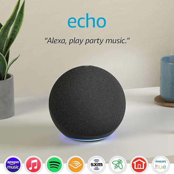 Echo (4th Gen) | With premium sound, smart home hub, and Alexa | Charcoal | Amazon (US)