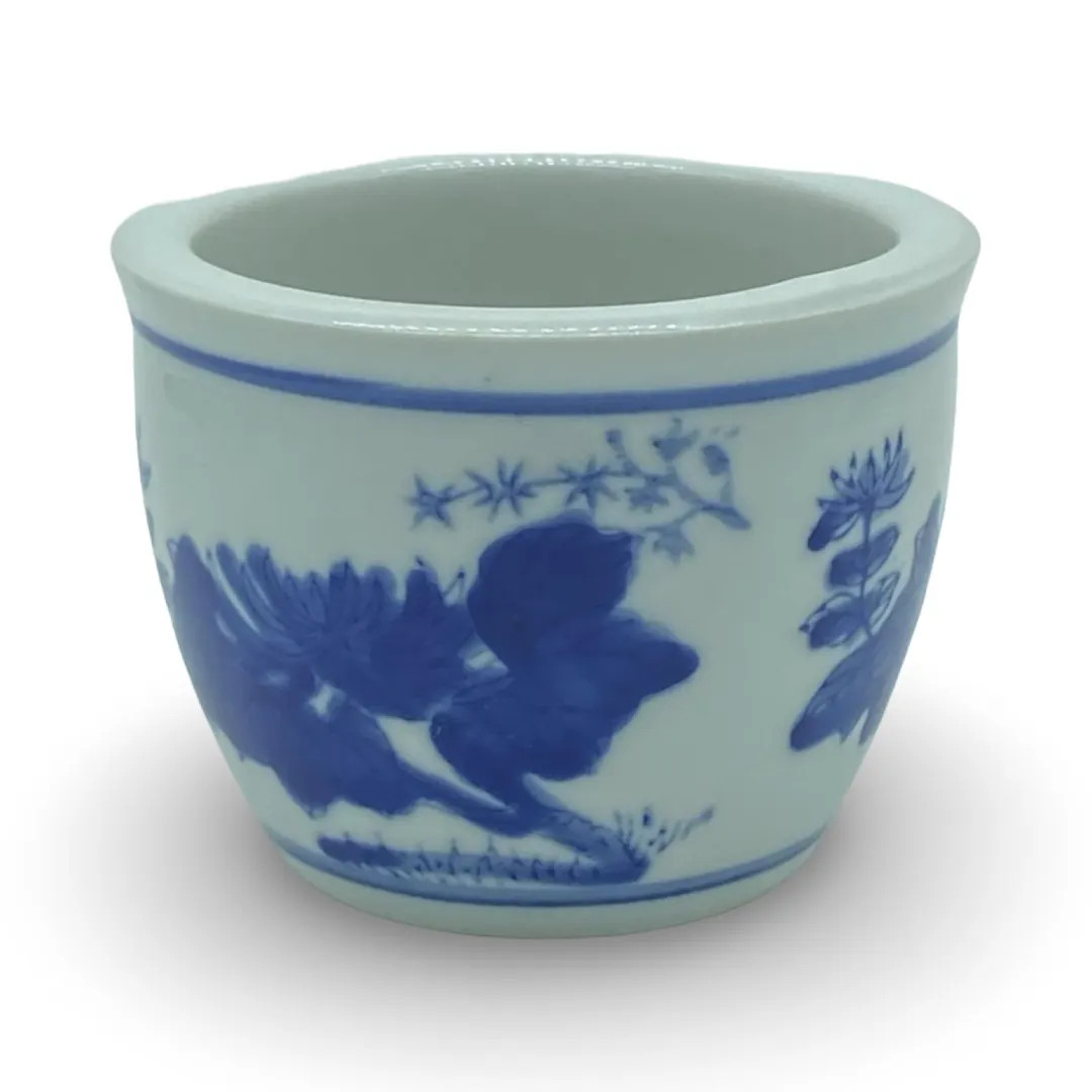 Blue & White Chinoiserie Cachepot Small Porcelain Planter Floral Pot Antique Asian-Inspired Ceram... | Etsy (US)
