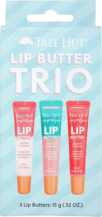 Tree Hut Sugarlips Lip Butter Trio, Original, Watermelon & Strawberry Lip Butters, Hydrating & Mo... | Amazon (US)