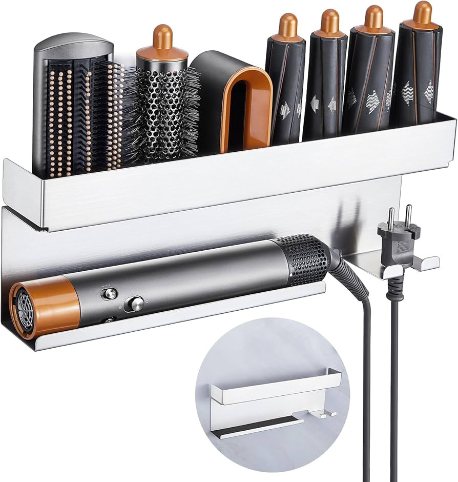 Storage Hair Dryer Holder for Curling Iron Wands Accessories, Hair Straightener Holder, Wall Moun... | Amazon (US)
