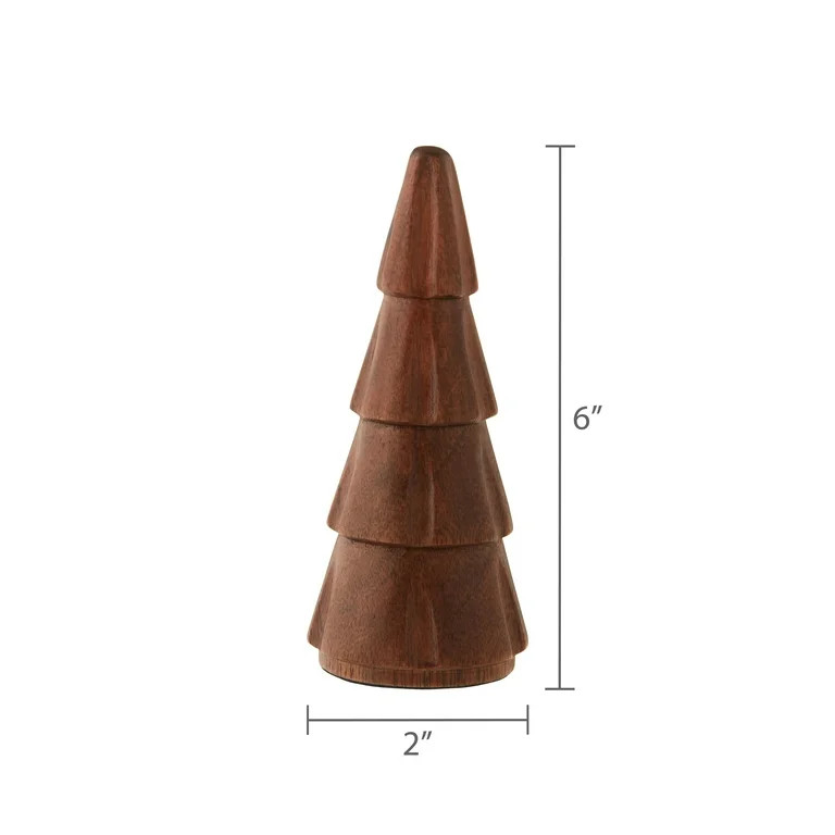 Mango Wood Christmas Tree Tabletop Decoration, Brown, 5", by Holiday Time | Walmart (US)