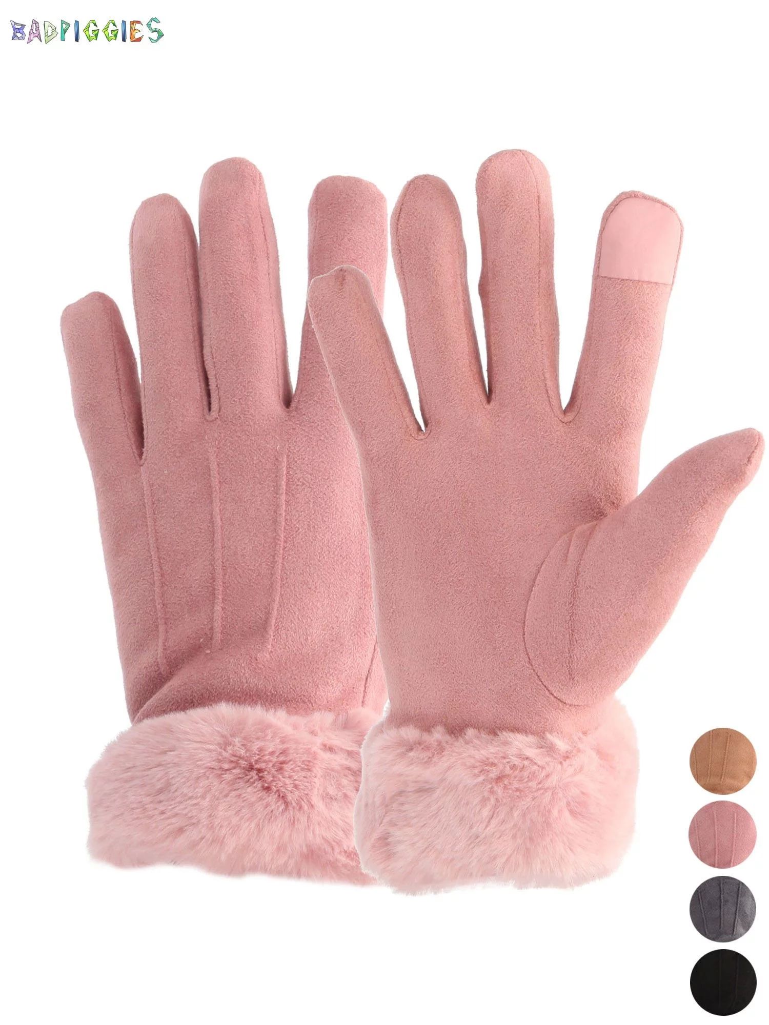 BadPiggies Winter Warm Touch Screen Gloves, Thick Fleece Lining Suede Mittens Velvet Wrist Drivin... | Walmart (US)