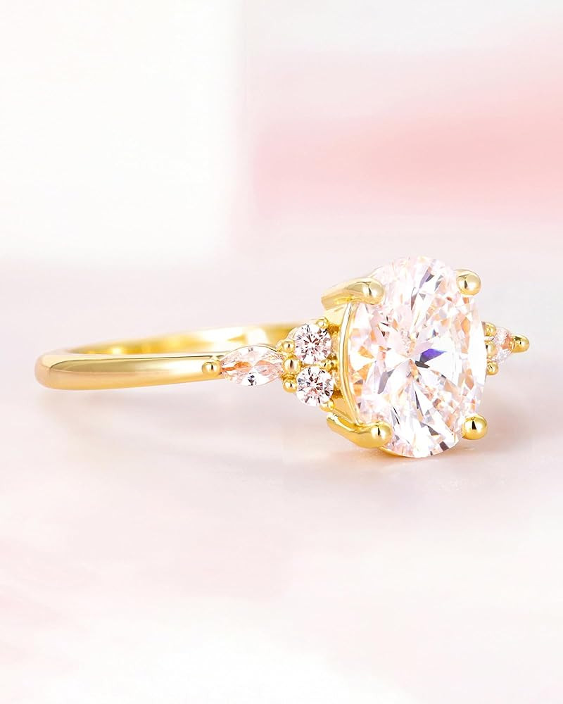 TIGRADE 3CT Engagement Ring Oval Cut Cubic Zirconia Marquise Round CZ Eternity Wedding Band for W... | Amazon (US)