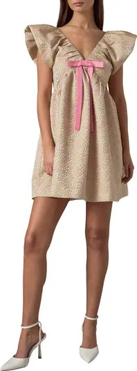 Endless Rose Bow Jacquard Babydoll Minidress | Nordstrom | Nordstrom