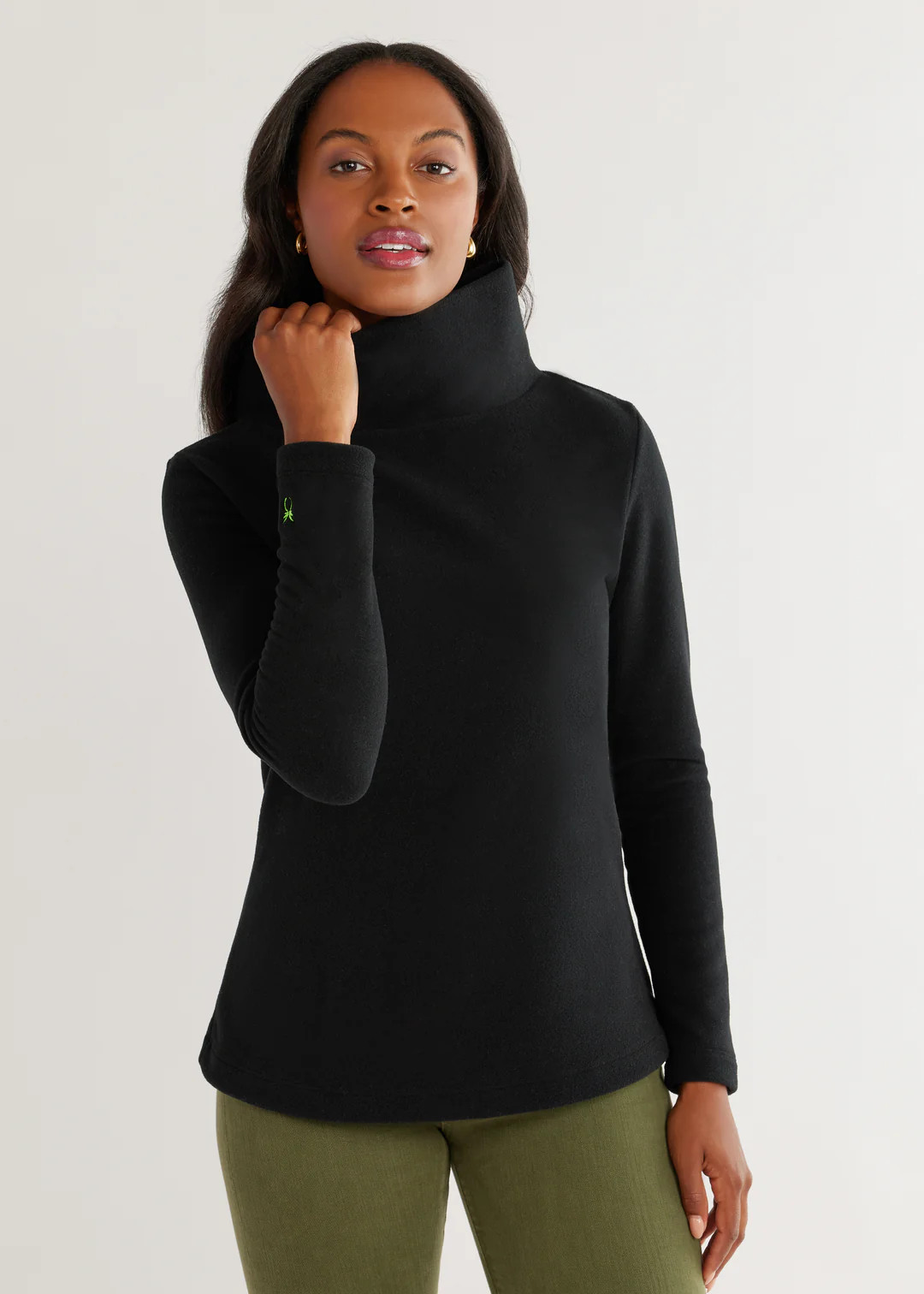 Greenpoint Turtleneck in Vello Fleece (Black) | Dudley Stephens