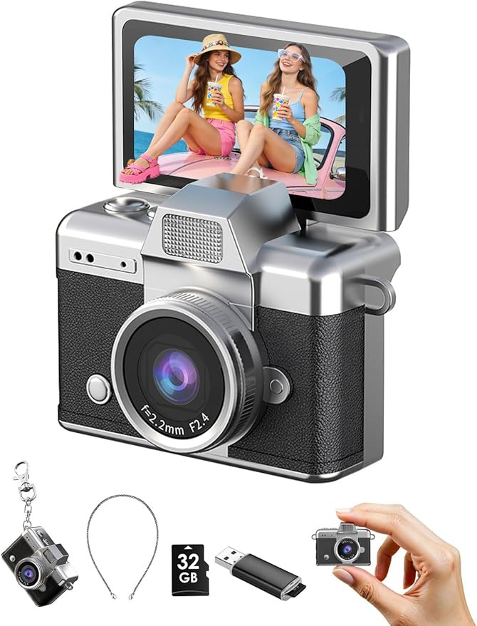 Mini Keychain Camera, 1080P Portable Digital Camera with 1.47” Flip LCD & Flash, Retro Collecti... | Amazon (US)