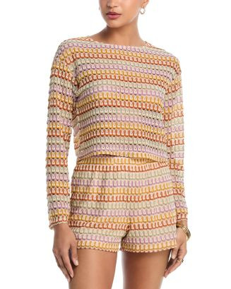 AQUA Crochet Knit Top - Exclusive | Bloomingdale's AQUA Shop All | Bloomingdale's (AU)