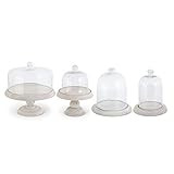 K&K Interiors 16589A Set of 4 Glass Cloches on Wood Bases | Amazon (US)