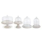 K&K Interiors 16589A Set of 4 Glass Cloches on Wood Bases | Amazon (US)