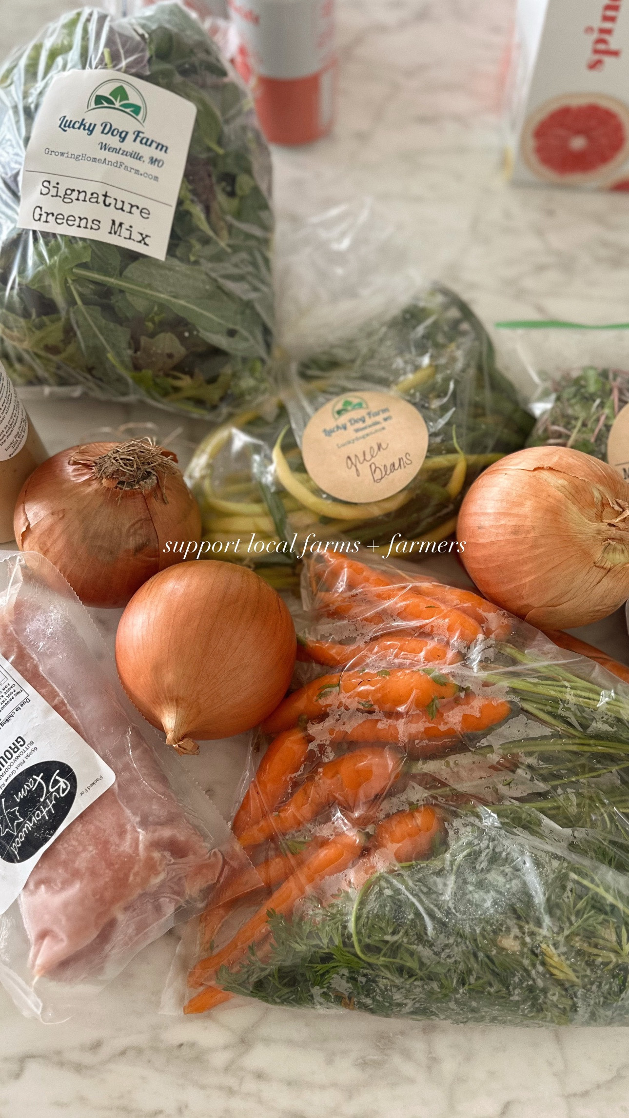 Do you guys shop local!?! We love getting all of our groceries local from farms + farmers! And whatever they don’t have at the farm we will get at another local to (MO) grocery store! We value knowing where our food comes from, how the foods grown + what the animals are eating! (We love regenerative farming!) untill we have our own little farm we support local!:) 

#LTKFamily #LTKU #LTKSummerEdit