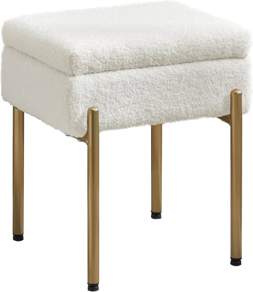 Vanity Stool Chair, Small Ottoman Stool with Storage, Makeup Vanity Chair with Anti-Slip Feet, Fo... | Amazon (US)