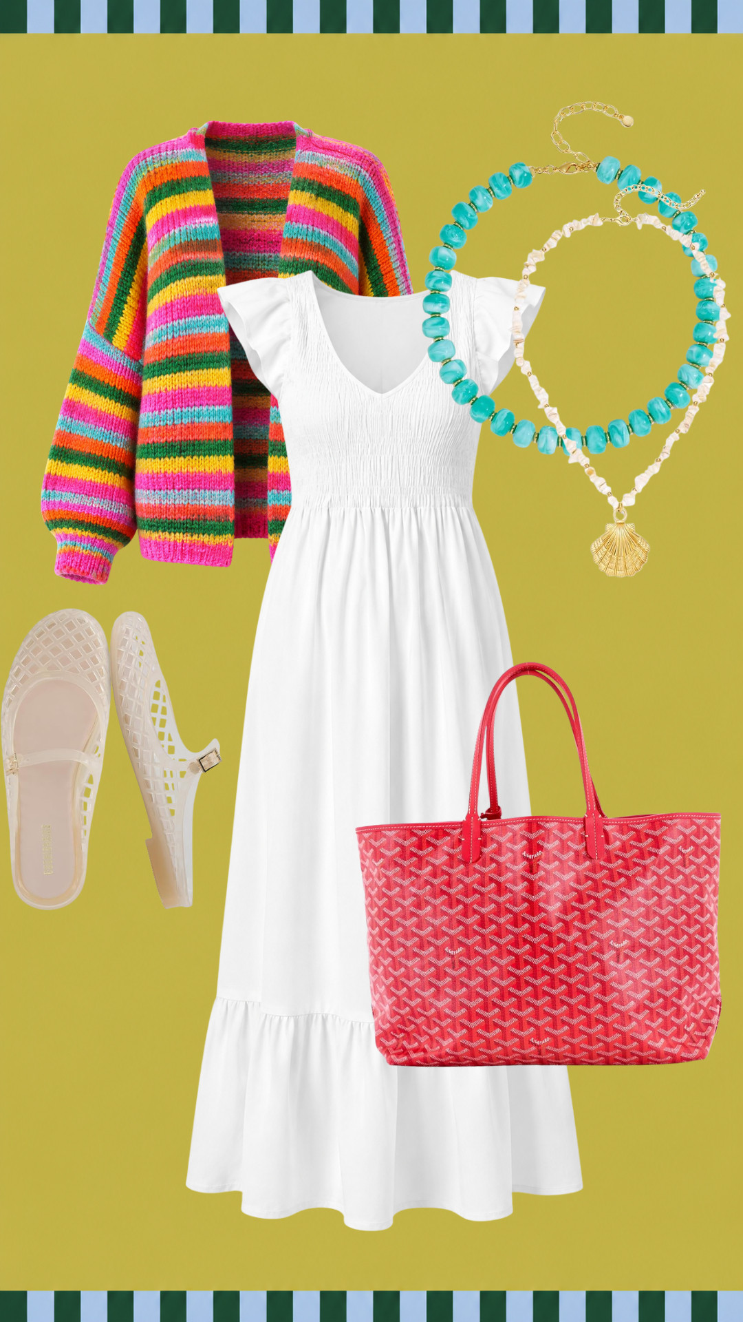 The happiest teacher outfit! A colorful cardigan instantly brightens up this simple white maxi.  

 #LTKgrwm #LTKootd