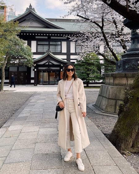 Japan spring outfit 

Cream coat - Mango old, linked similar 
White jeans - Everlane tts 
Sneakers - Frye tts 

#LTKstyletip #LTKtravel