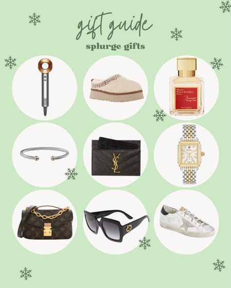 Splurge gifts, blow dryer, perfume, Ugg slipper, David yurman, bracelet, watch, wallet, Louis Vuitton, sunglasses, golden goose 

#LTKHoliday #LTKSeasonal #LTKGiftGuide