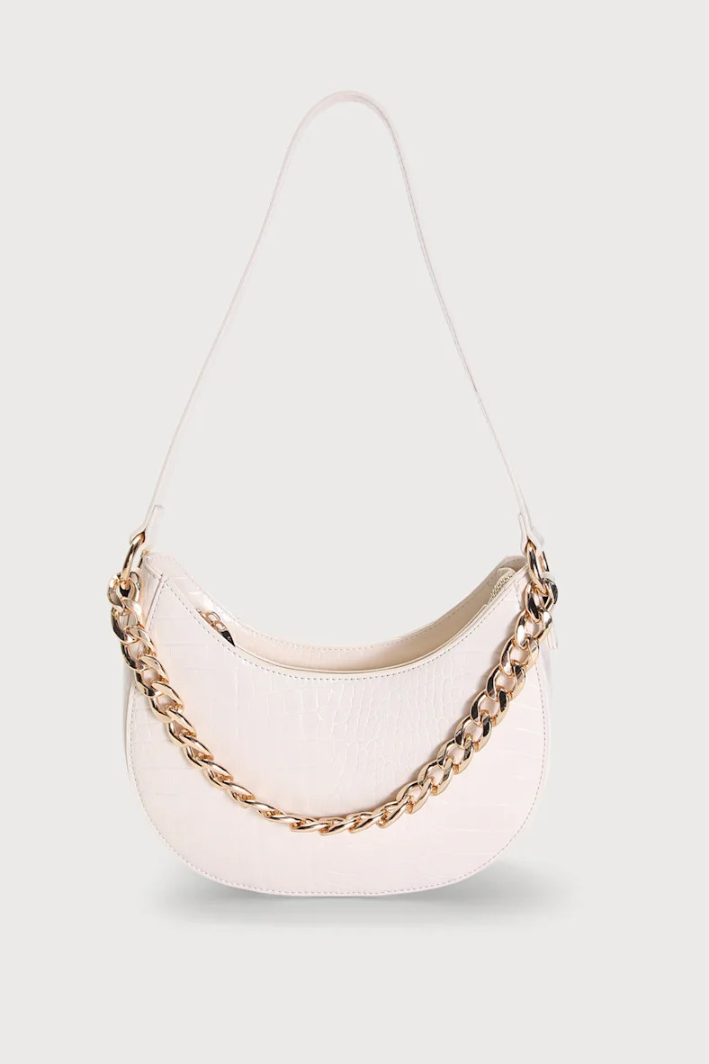 Sonja Bone Crocodile-Embossed Chain Handbag | Lulus (US)