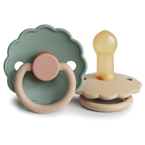 FRIGG Daisy Natural Rubber Baby Pacifier | Made in Denmark | BPA-Free (Willow/Croissant, 6-18 Months) 2-Pack | Amazon (US)