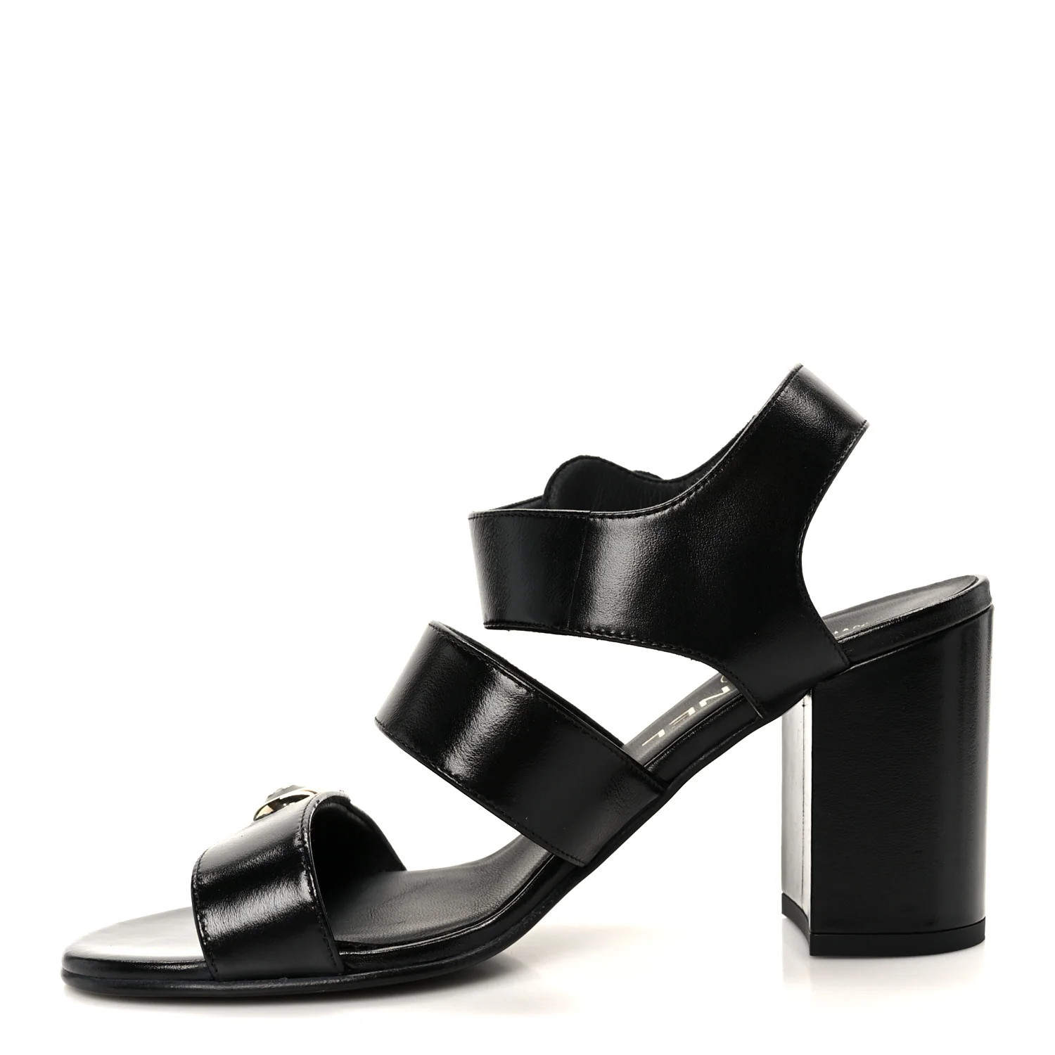 Shiny Calfskin CC Sandals 37 Black | FASHIONPHILE (US)