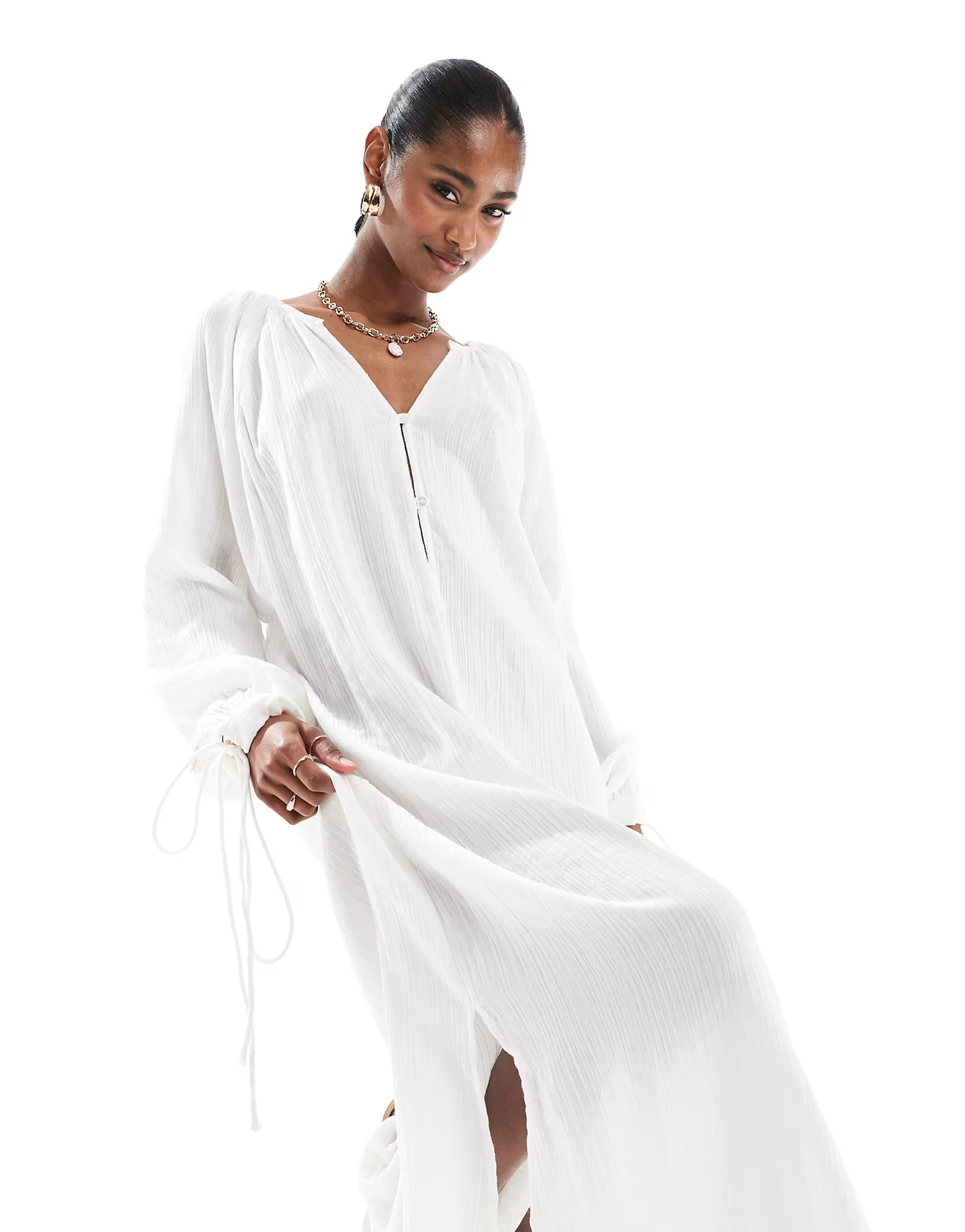 Esmee oversized beach summer dress in white | ASOS (Global)