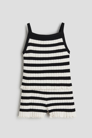 2-piece Pointelle-knit Set - White/patterned - Kids | H&M US | H&M (US + CA)