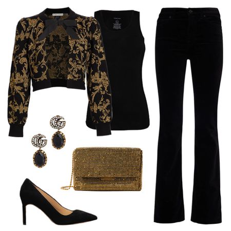 A chic, holiday-inspired look 🖤 Loving this cardigan! 

#tssedited #ootd #outfitinspo #winter #aliceandolivia #gucci #pumps #party #holiday

#LTKHoliday #LTKSeasonal
