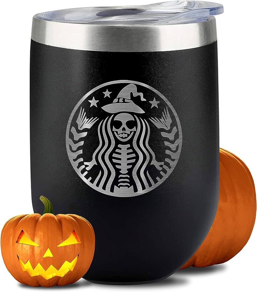 Halloween Starbucks 12oz Halloween Coffee Mug - Stainless Steel Insulated Tumbler with Lid - Hall... | Amazon (US)